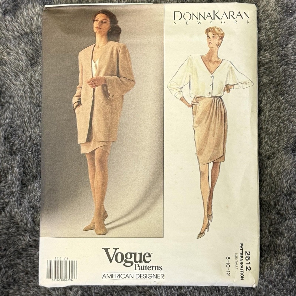 Vogue Pattern #2512  Designer DONNA KARAN JACKET, TOP & SKIRT Vintage 8-10-12 UC
